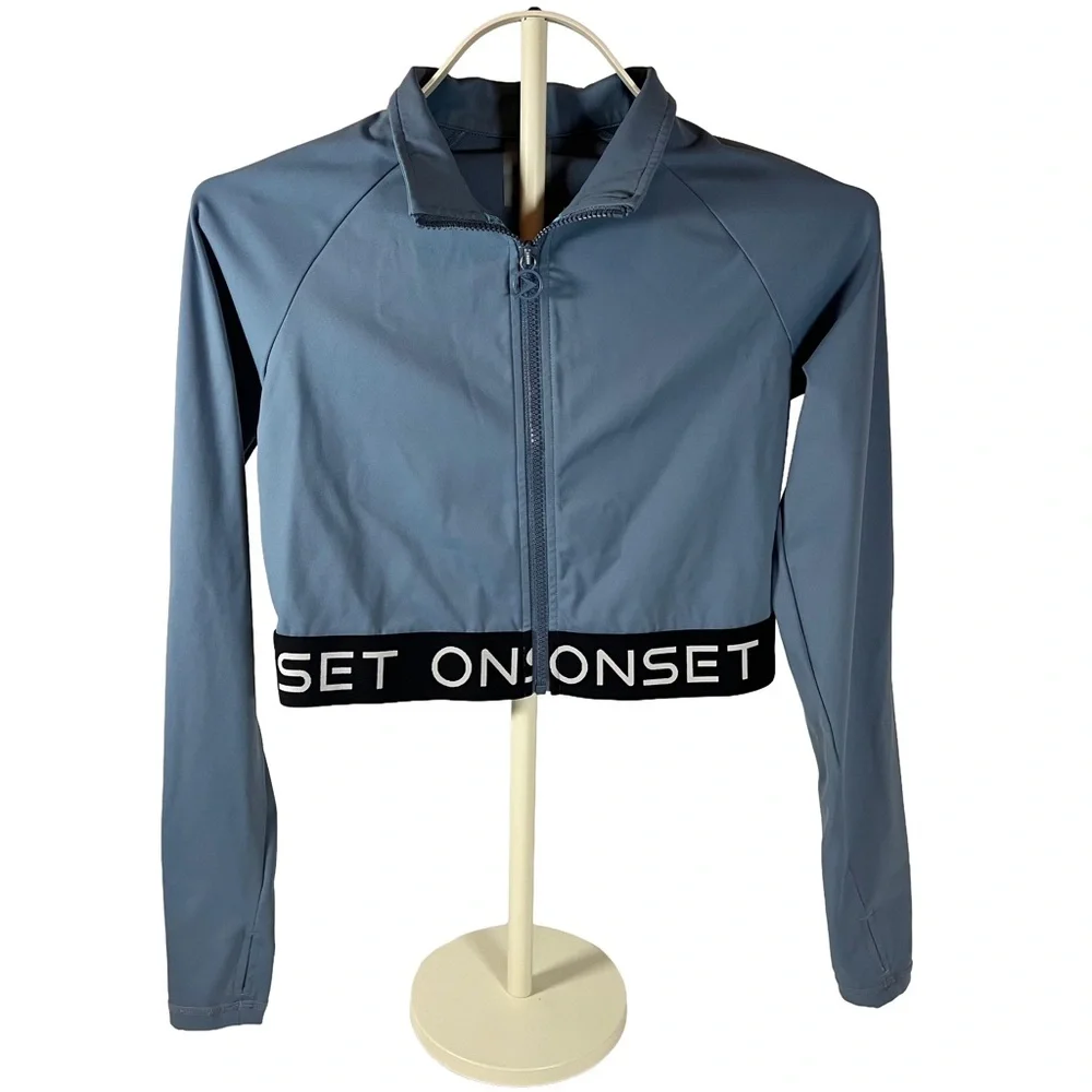 Onset Crop Track Warmup Jacket blue size medium